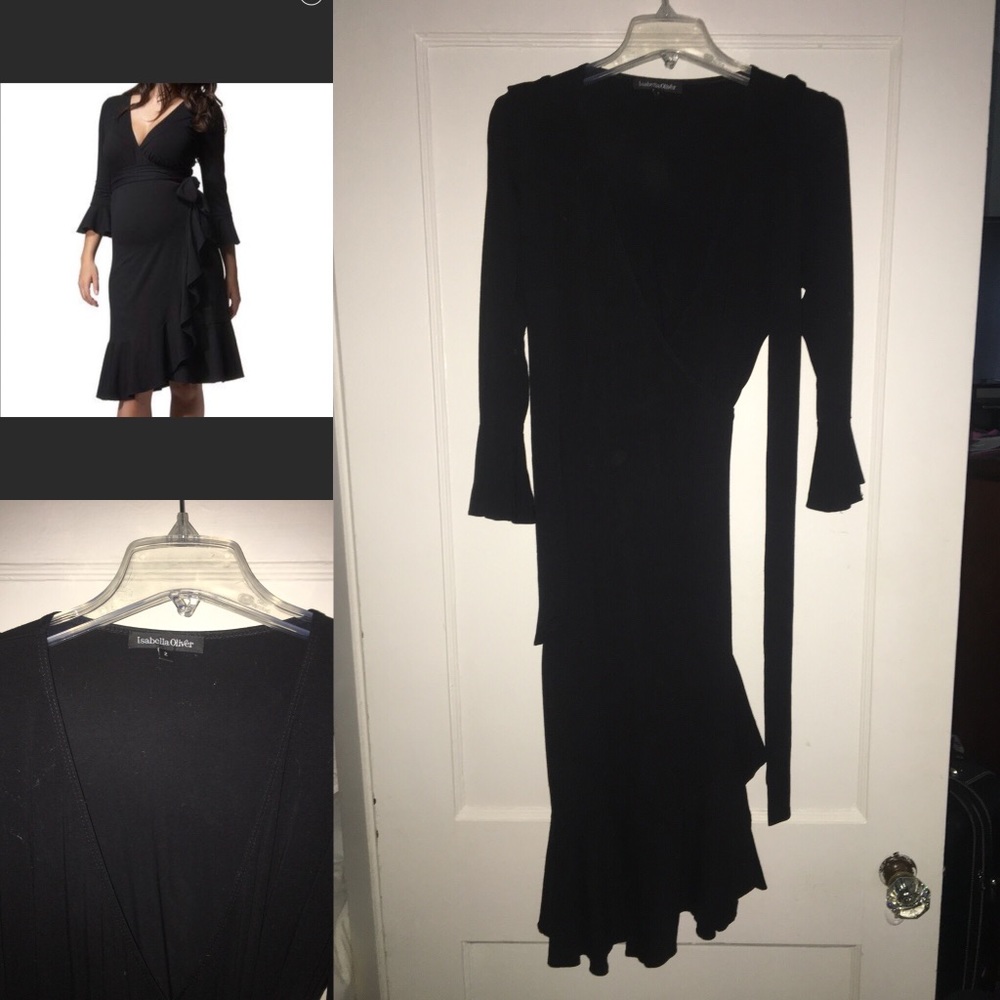 Isabella Oliver size 2 Black Wrap Dress w/ Ruffles